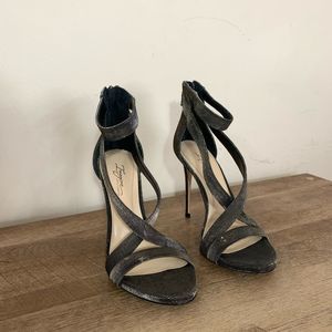 NEW Vince Camuto Silver Sparkle Mesh Strappy Heels